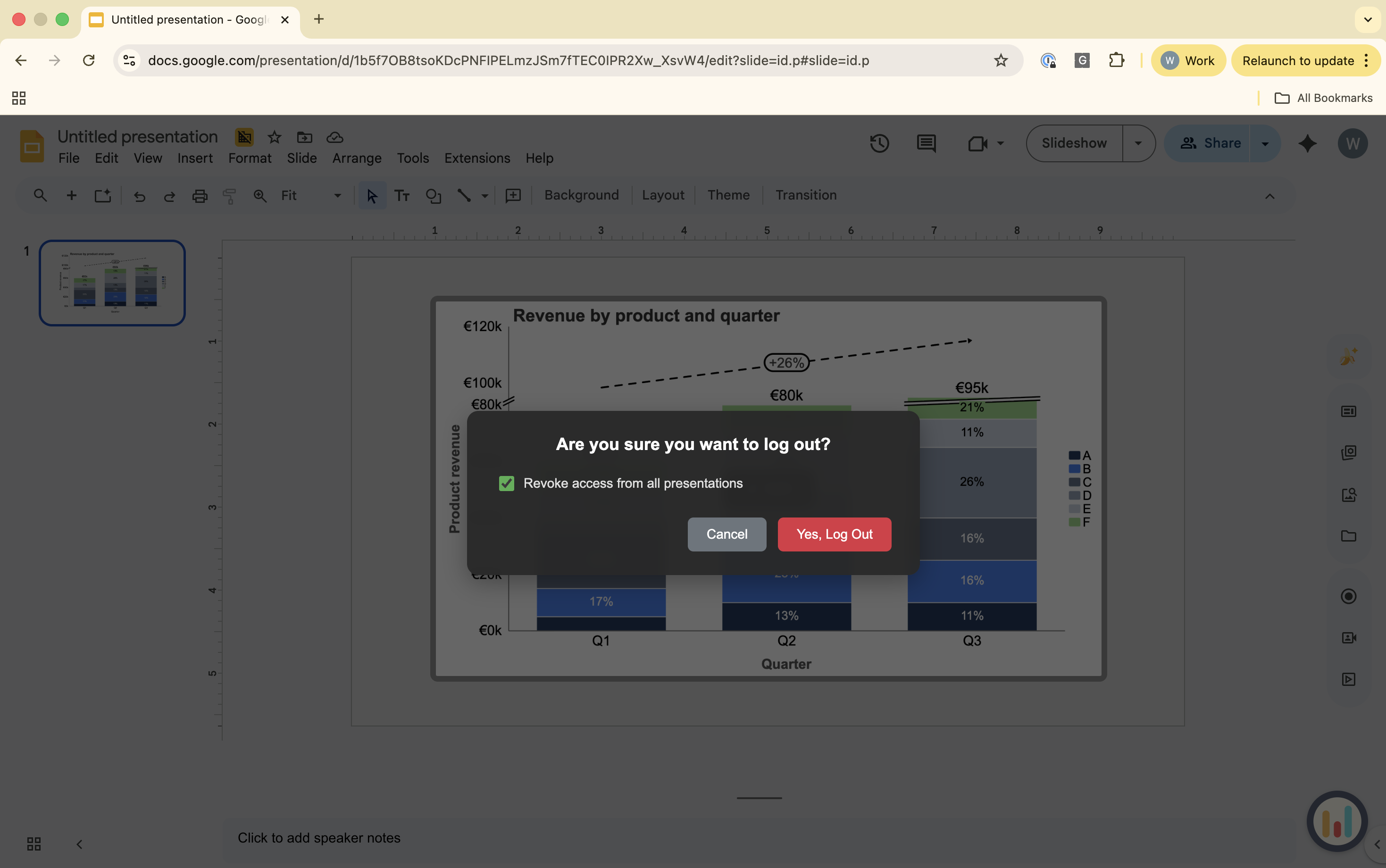 Selecting Revoke access from all presentations